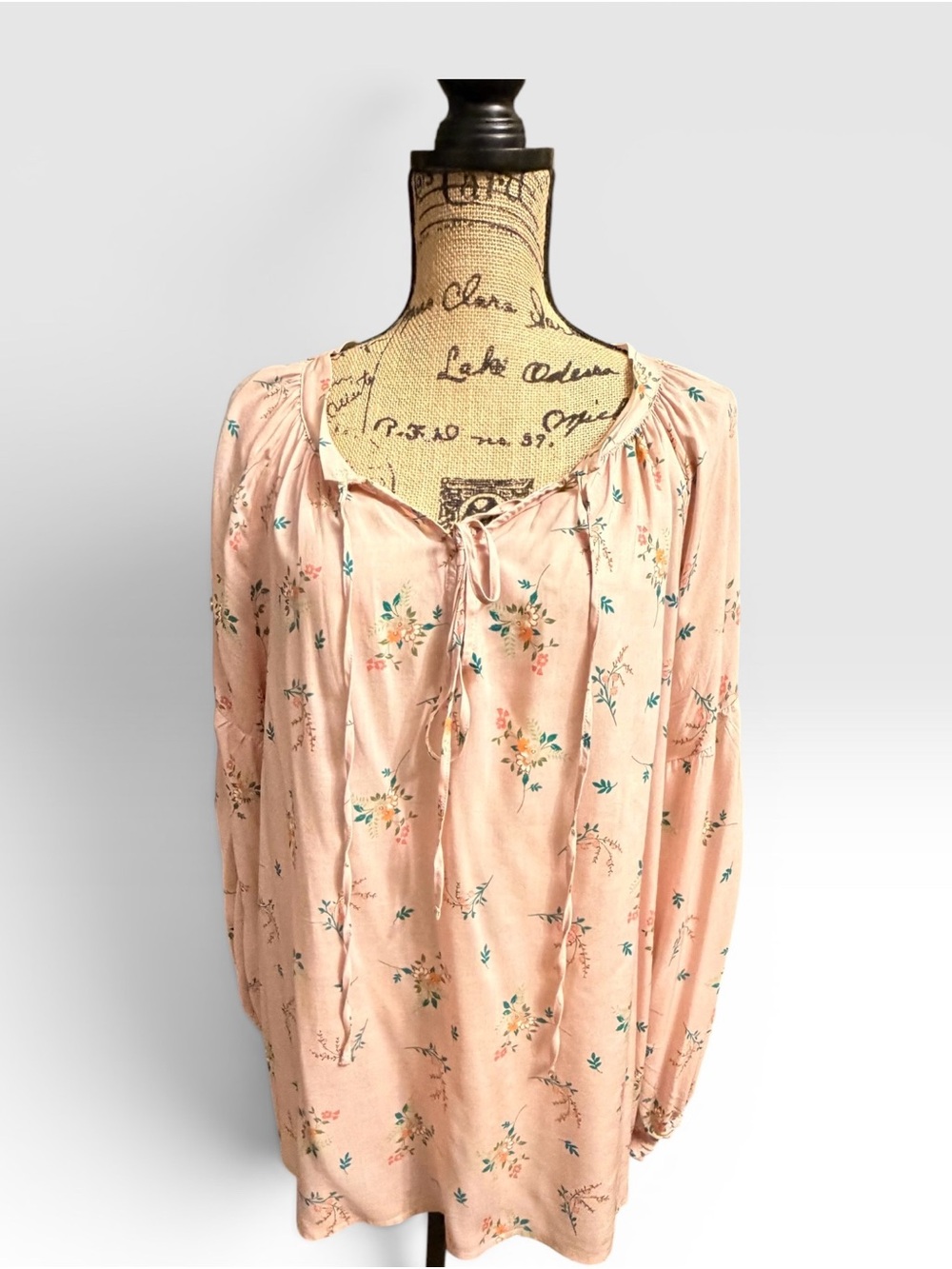 Velvet by Graham & Spencer Peach Floral Tie-Neck Tunic